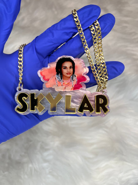 Acrylic Name Necklace with Picture