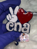Peace, Love, CNA badge holder