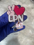 Peace, Love, LPN badge holder