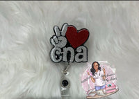 Peace, Love, CNA badge holder